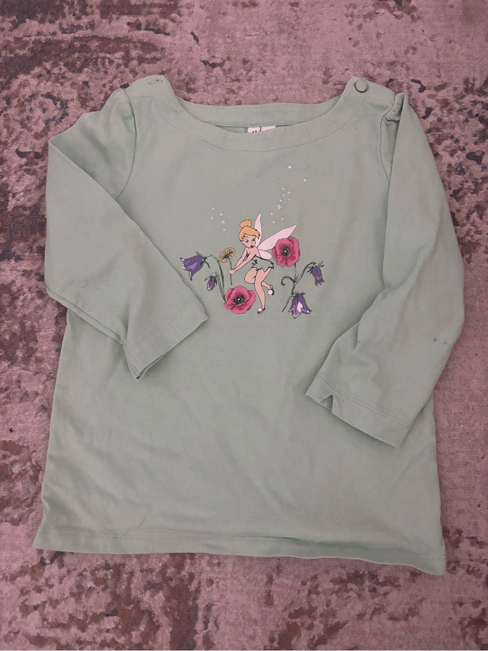 Janie and Jack Green Tinker Bell Floral Long-Sleeve Top